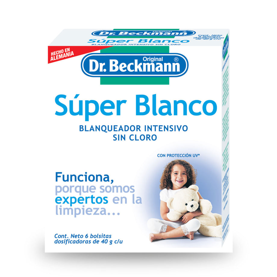 Súper Blanco Dr. Beckmann Blanqueador sin Cloro 40g 6 pzs